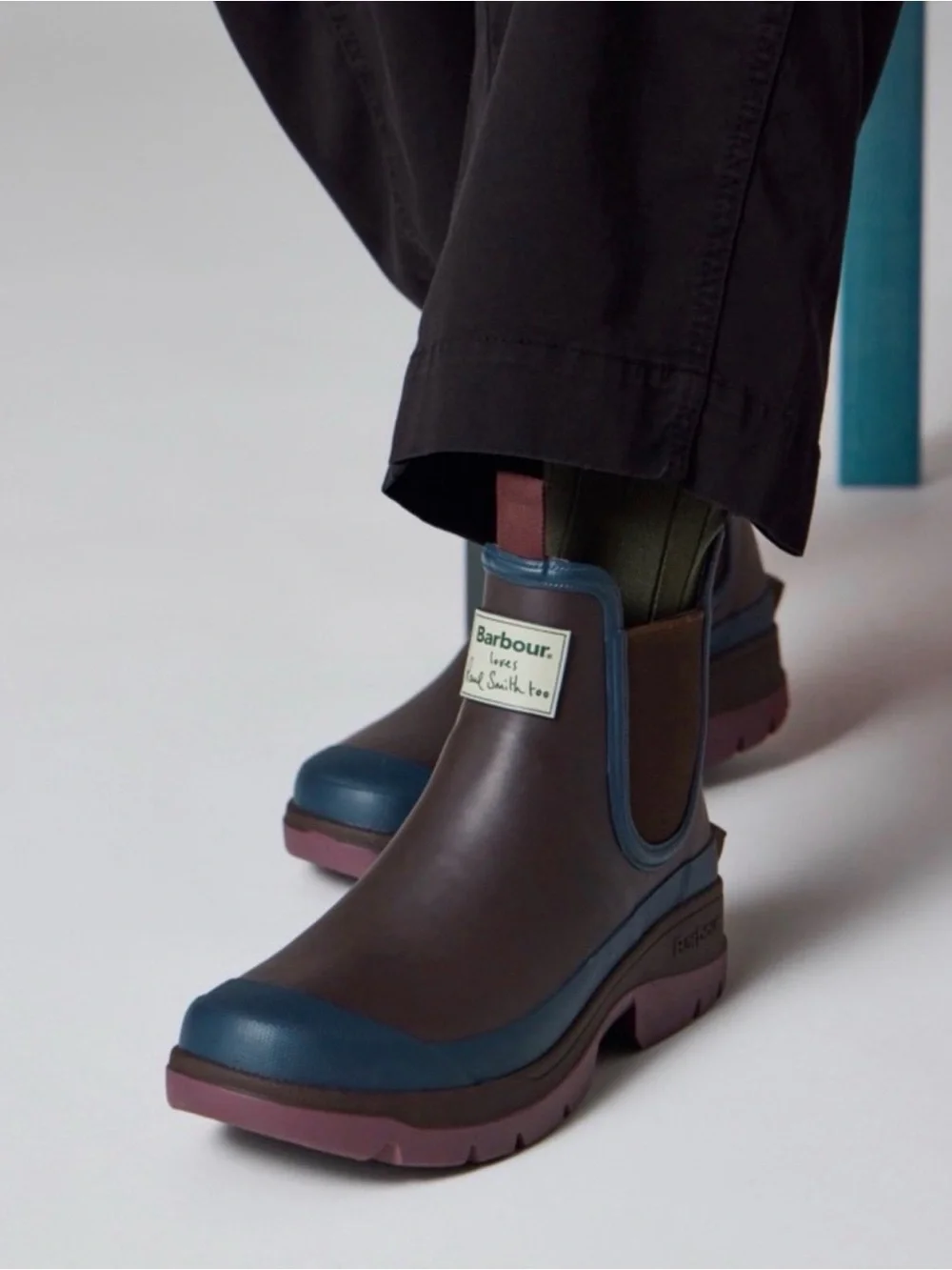 NEW [Barbour] x Paul Smith Rustic Ankle Wellingtons Chelsea Rain Boots Men’s 7